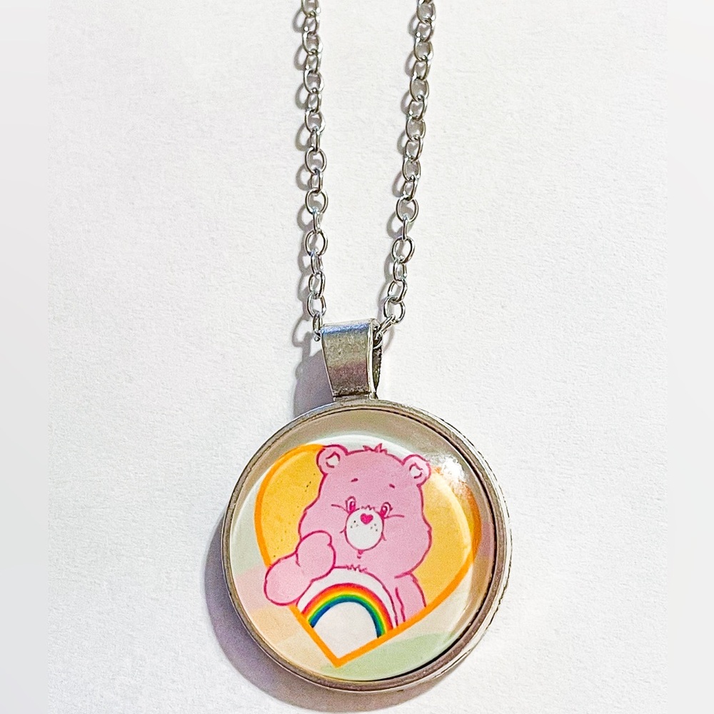 Cheer Care Bear Silver Pendant Necklace